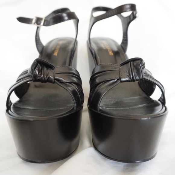 Saint Laurent Black Candy Paris Ysl Leather 85 Tie - Picture 6 of 11